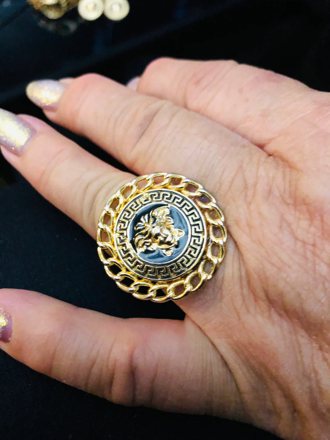 Gold  plated  Medusa head ring and bracelet set Italy - photo 3