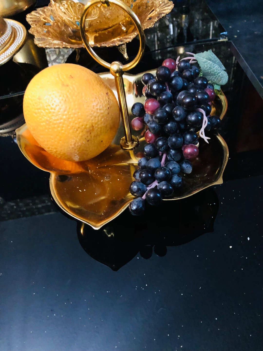 Gold Leaf Shaped Serving Dish with Handle