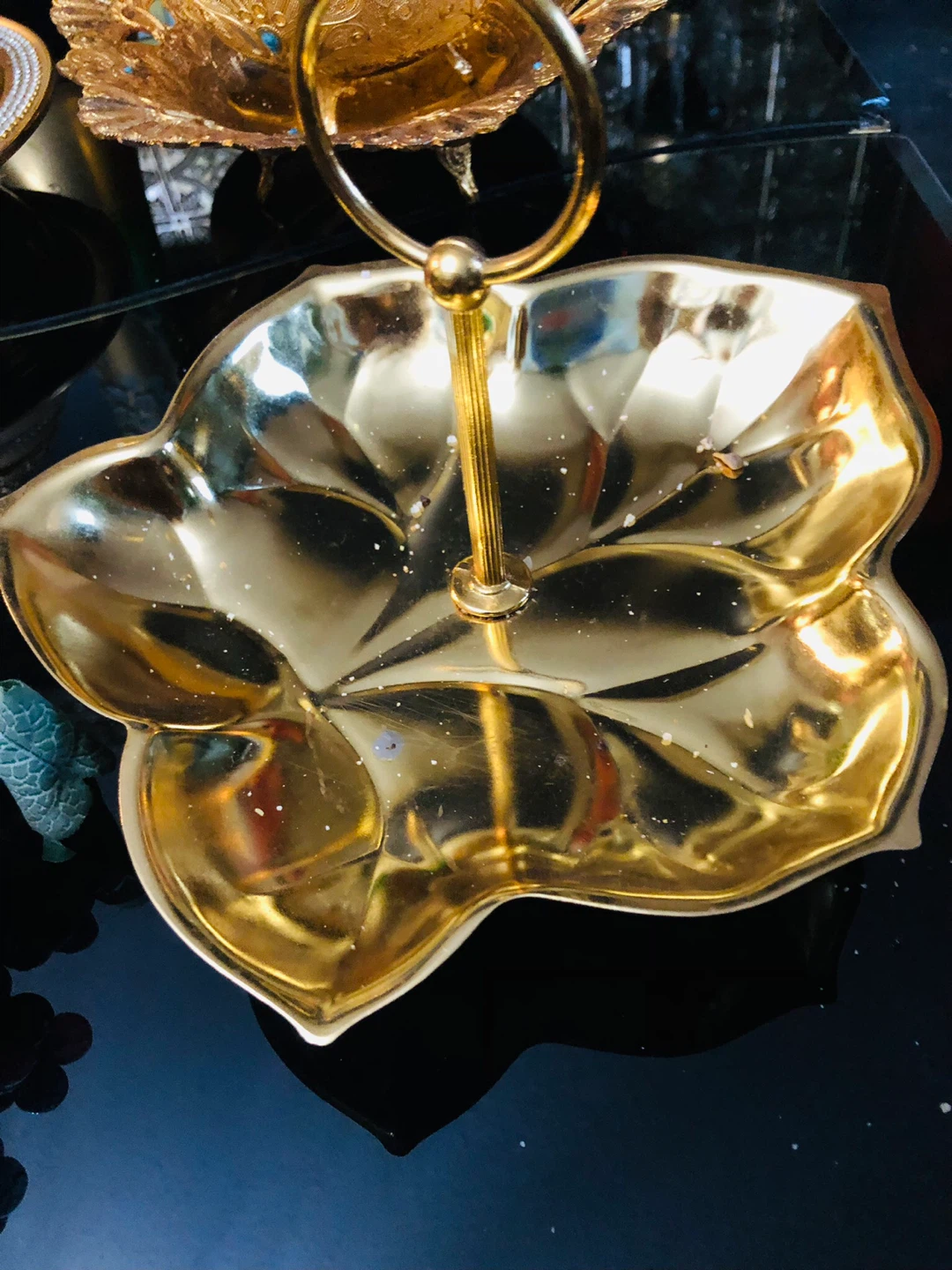 Gold Leaf Shaped Serving Dish with Handle - photo 2