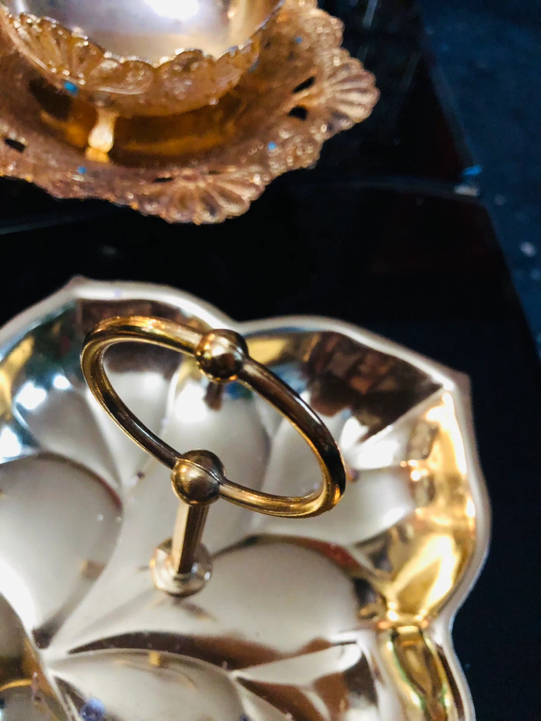Gold Leaf Shaped Serving Dish with Handle - photo 4