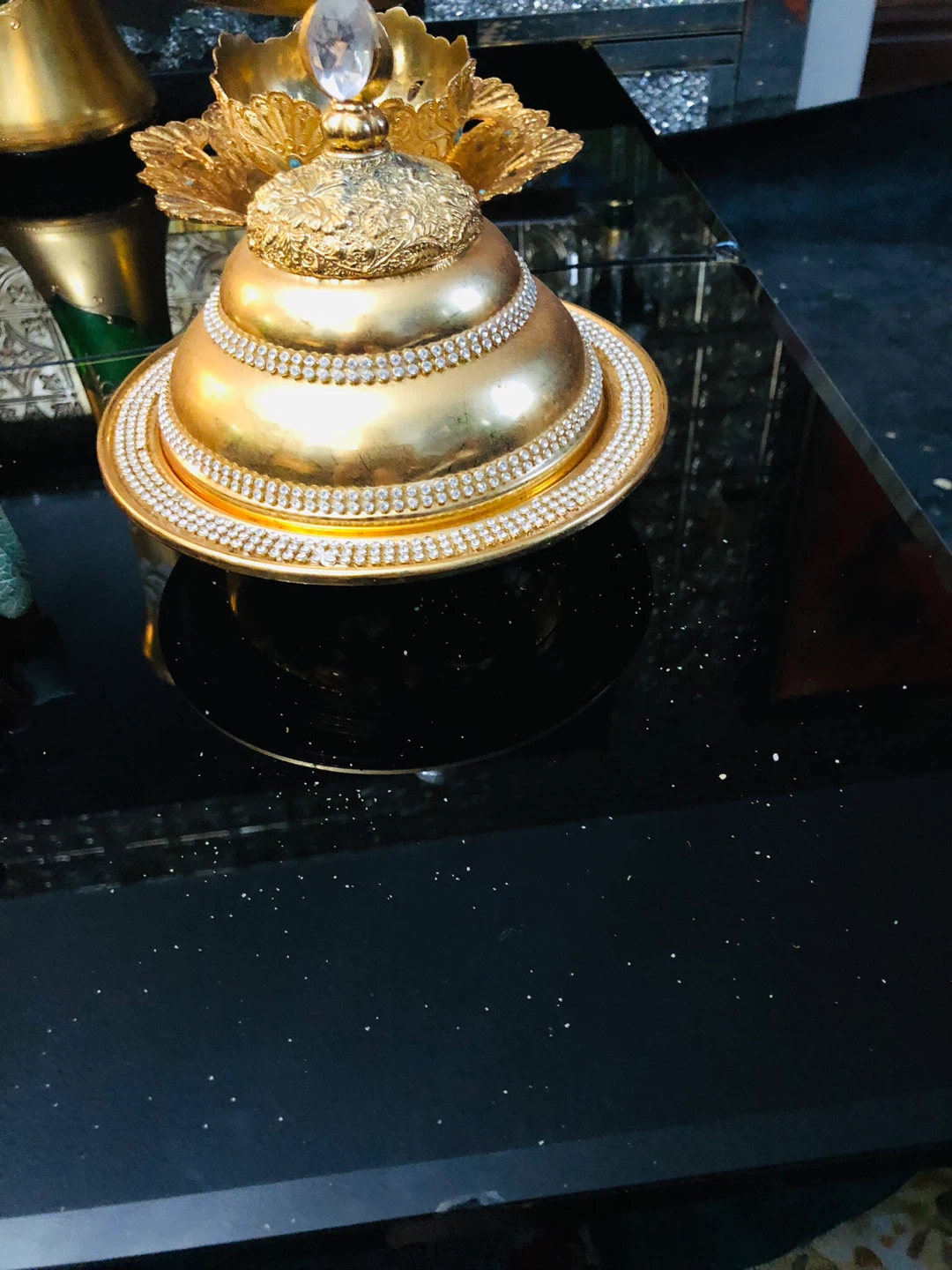 Decorative Gold Candy Dish with Crystals Dubai