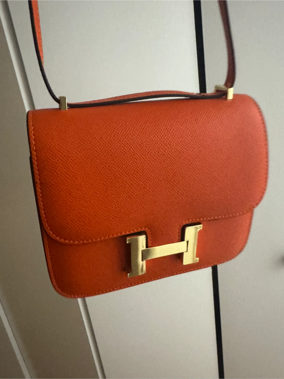 Orange Leather Shoulder Bag