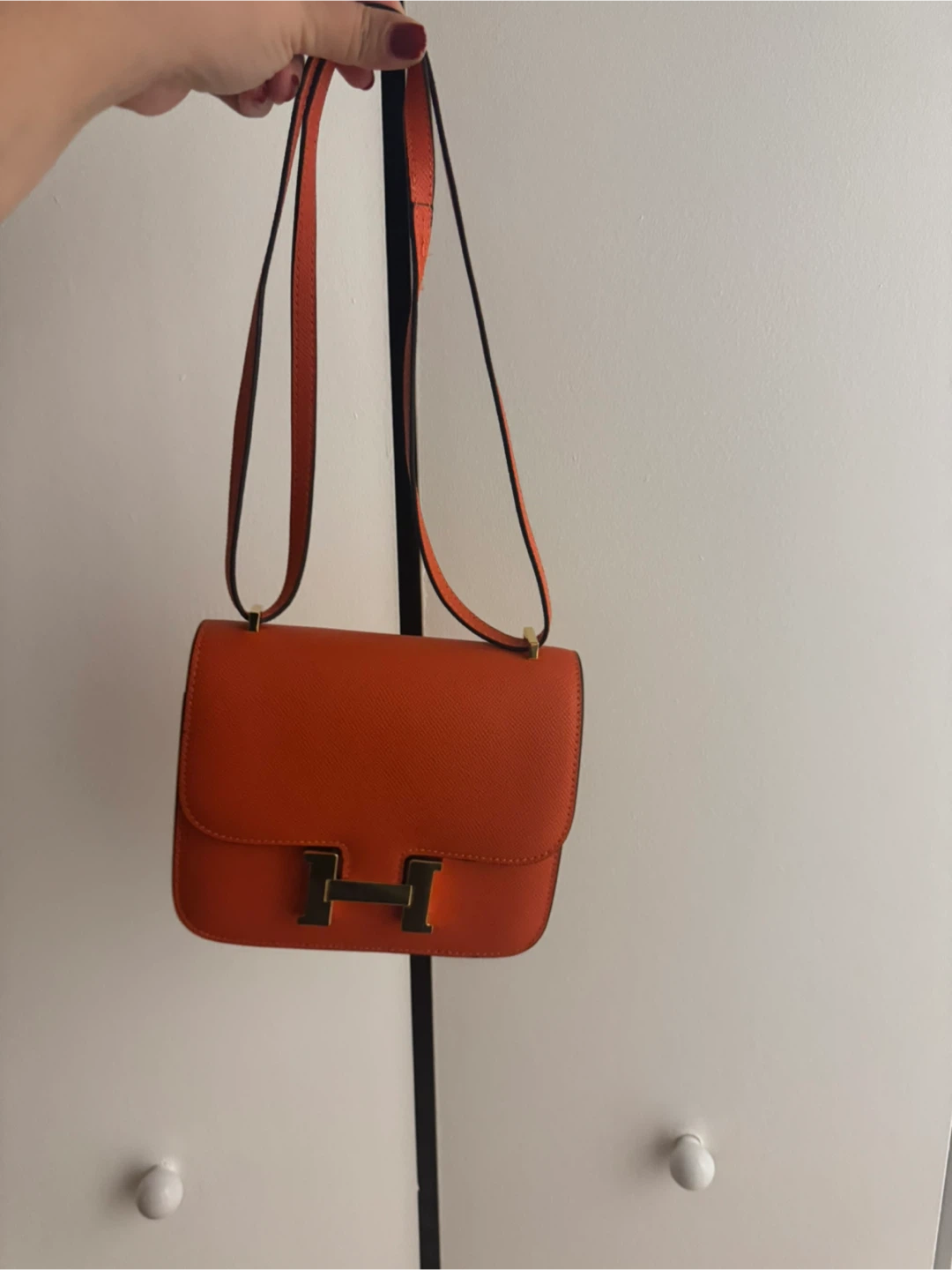 Orange Leather Shoulder Bag - photo 3