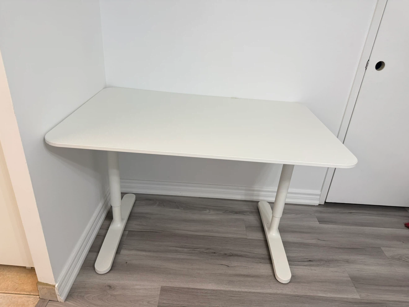 White IKEA Adjustable Height Desk