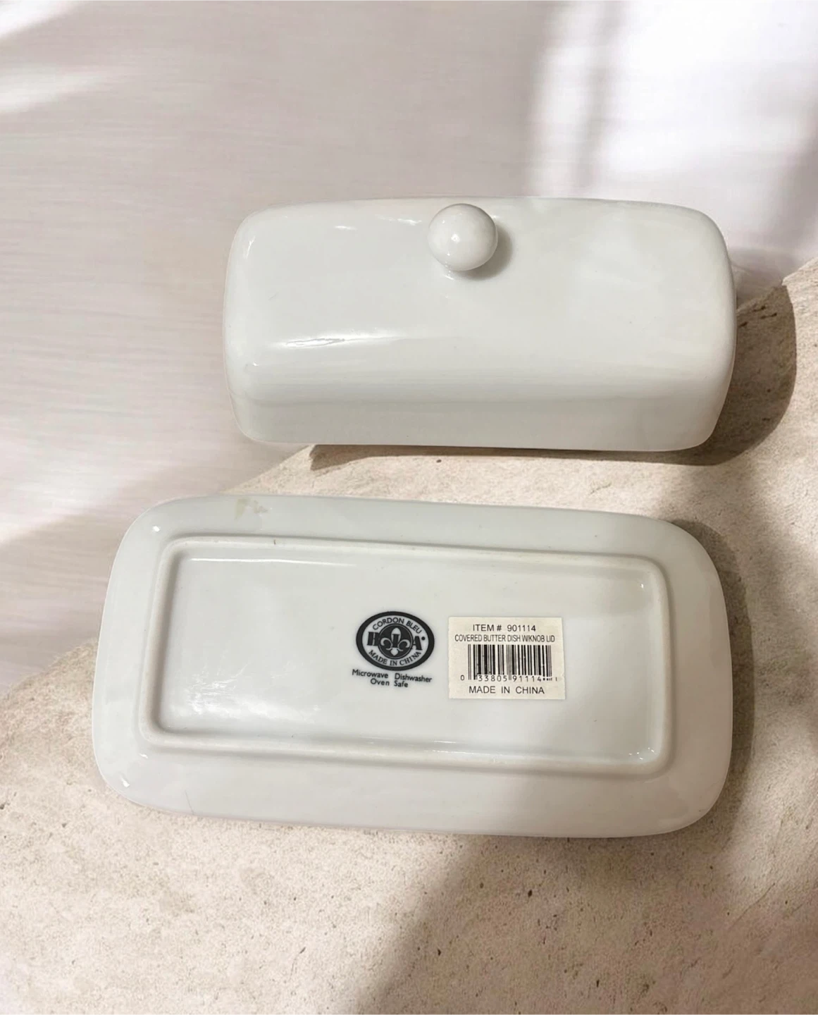 White Ceramic Butter Dish with Lid - photo 2