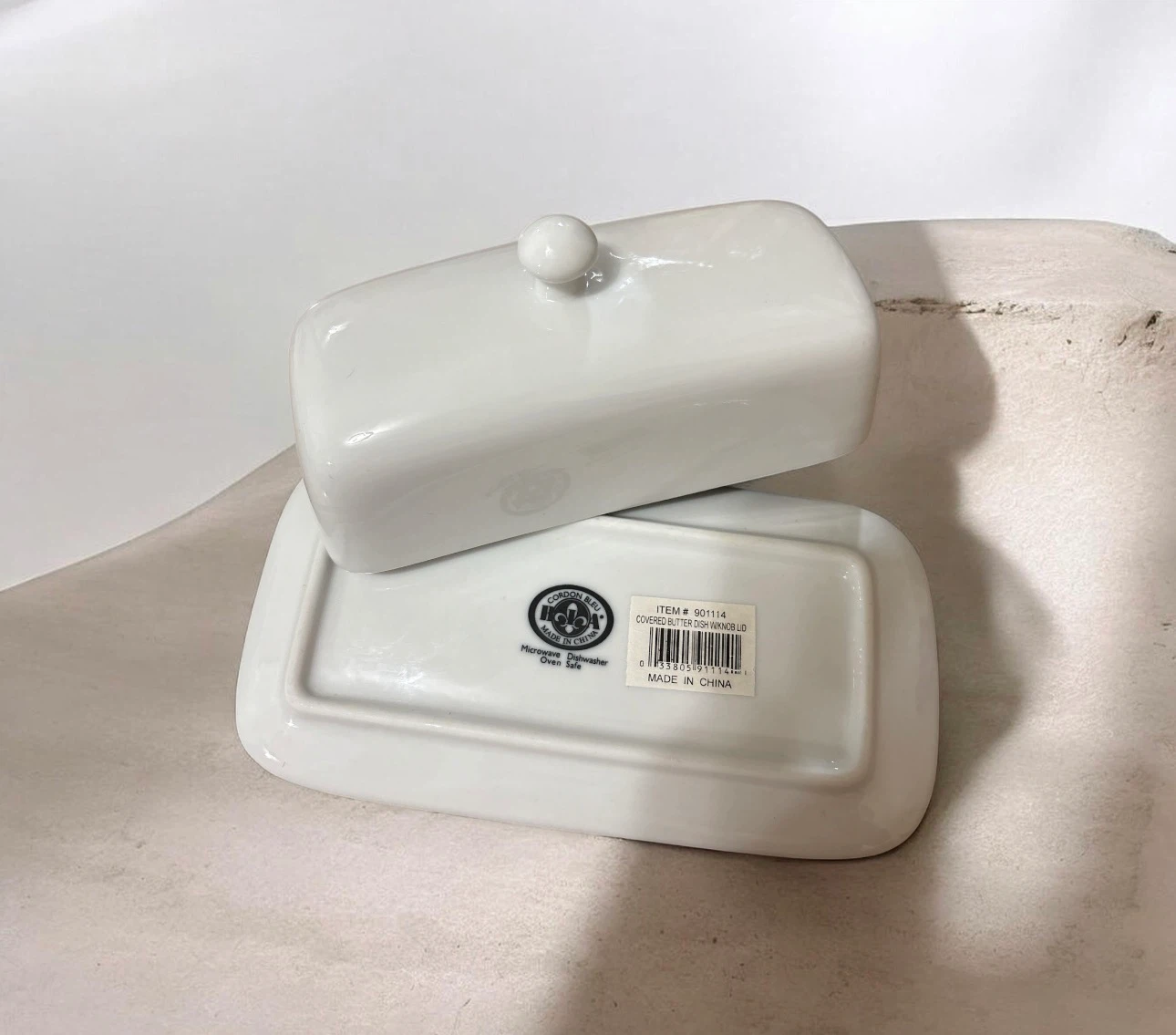 White Ceramic Butter Dish with Lid - photo 4