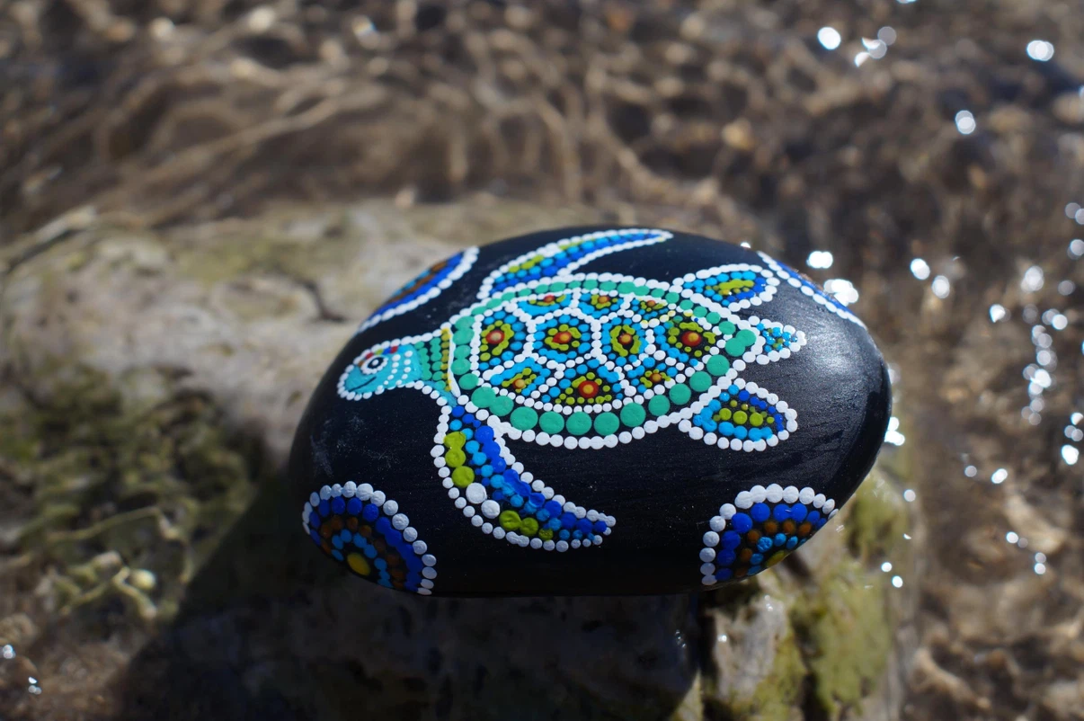 Hand-Painted Turtle with dots