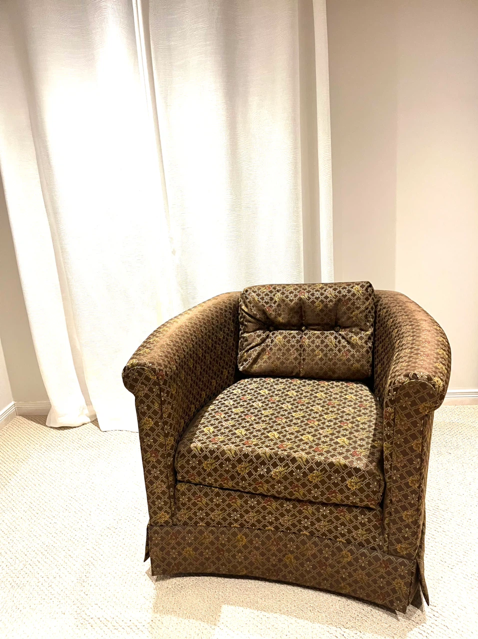 Brown Re-Upholstered Accent Chair
