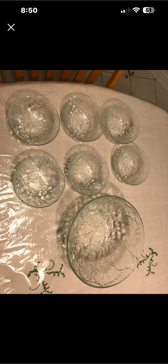 Glass Fruit Embossed Bowls Set