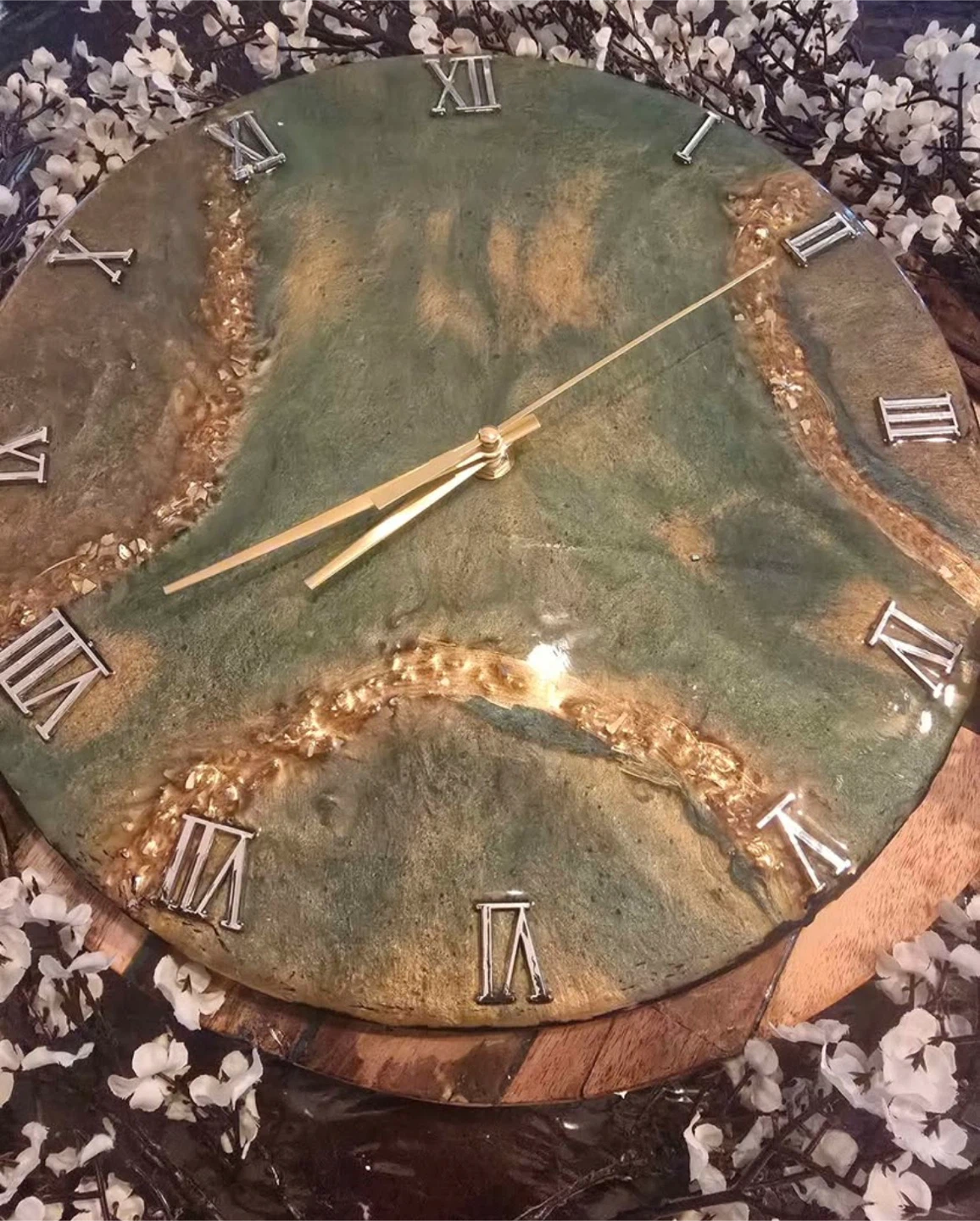 Unique Resin Wall Clock with Roman Numerals - photo 2