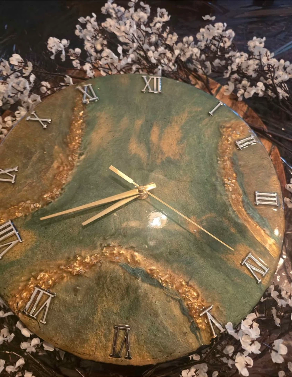 Unique Resin Wall Clock with Roman Numerals - photo 3