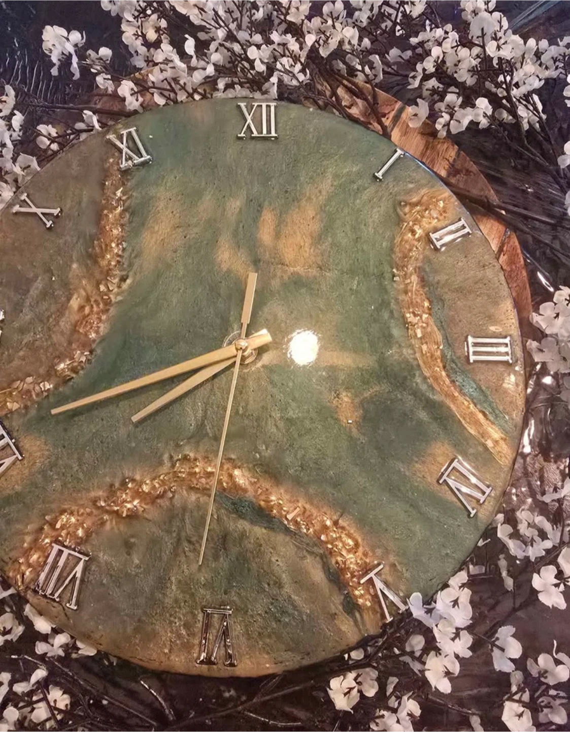 Unique Resin Wall Clock with Roman Numerals - photo 4