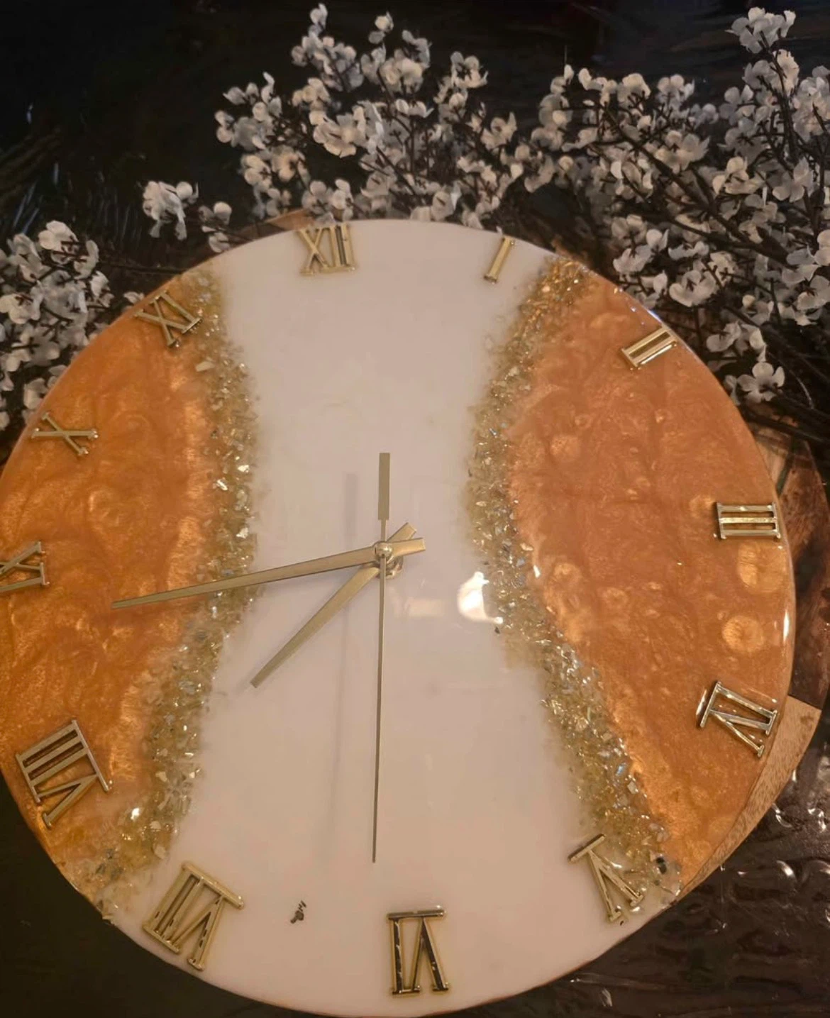 Resin Wall Clock with Gold Accents - photo 2