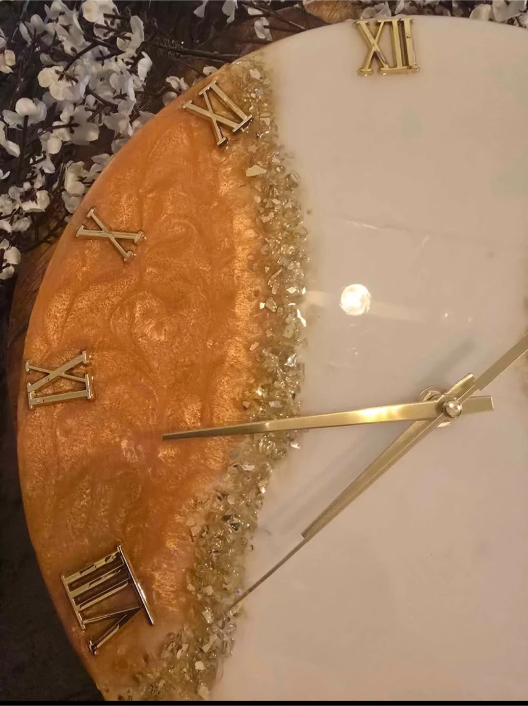 Resin Wall Clock with Gold Accents - photo 3