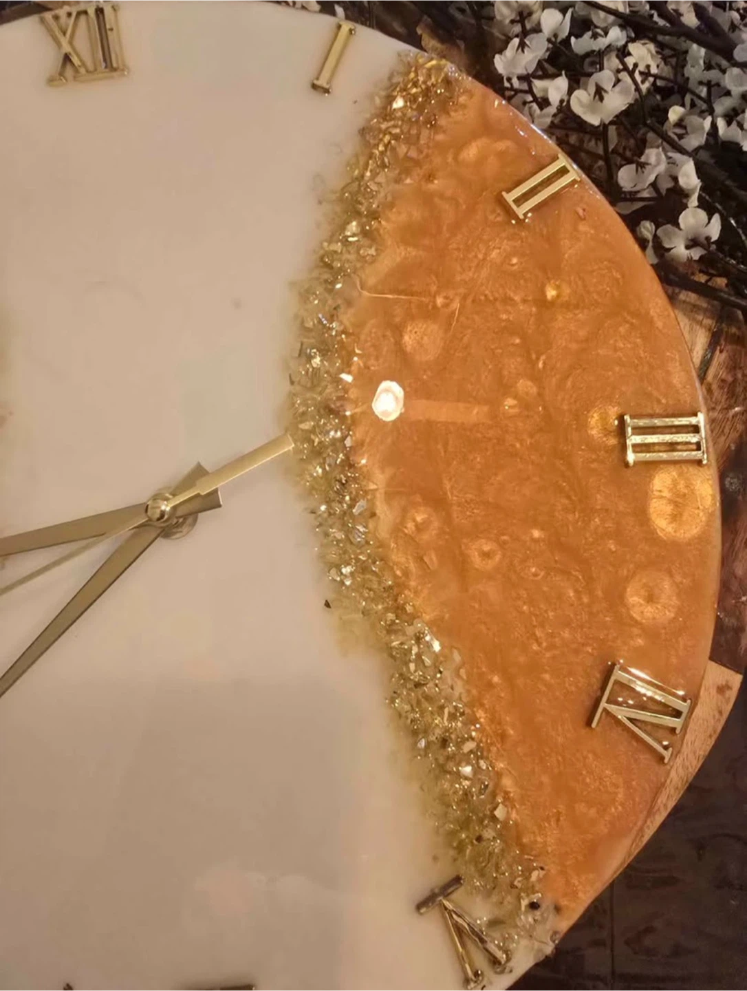Resin Wall Clock with Gold Accents - photo 4