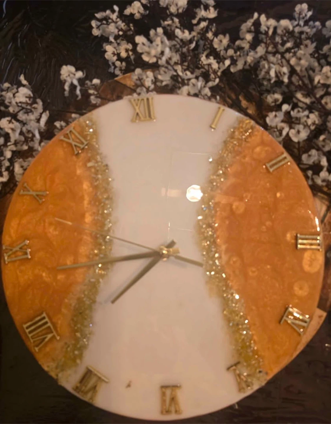 Resin Wall Clock with Gold Accents - photo 5