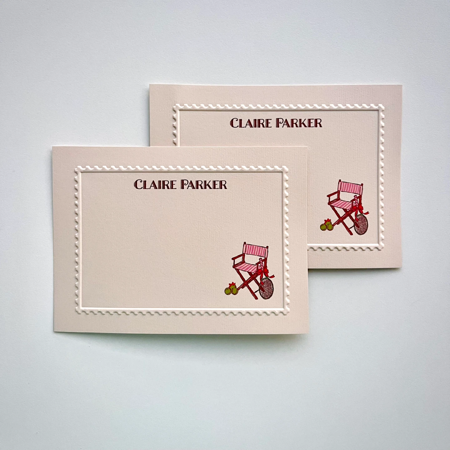 Personalised Embossed Stationery Card - Preppy Tennis theme - photo 2