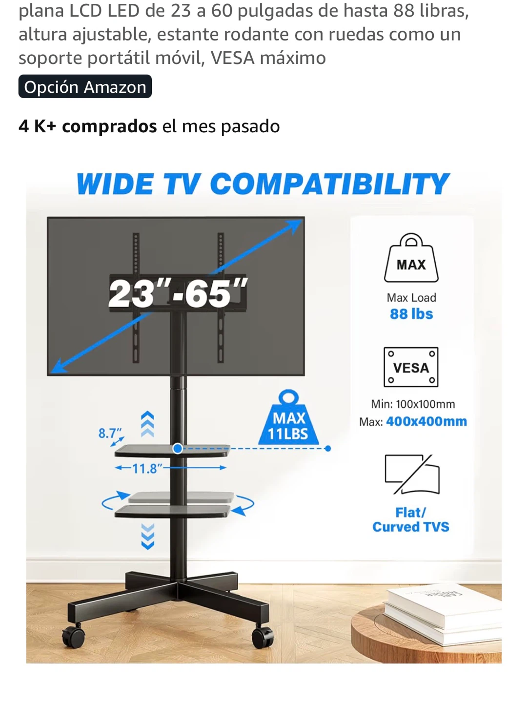 Rolling TV Stand with Laptop Shelf - photo 2