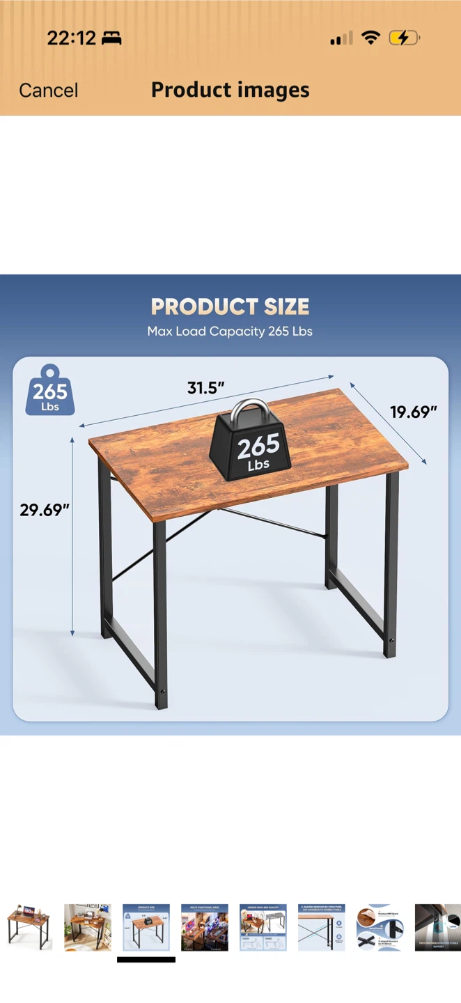 Dumos Minimalist brown desk - 31.5" L x 19.69" W - photo 3
