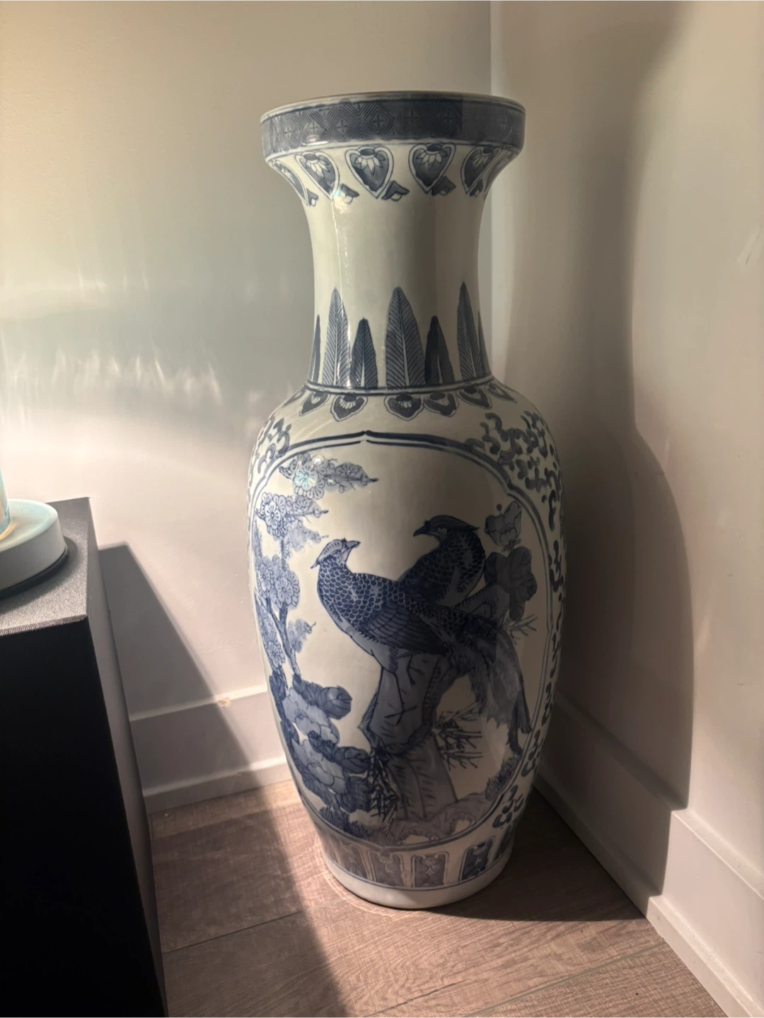 Large Blue and White Decorative Vase