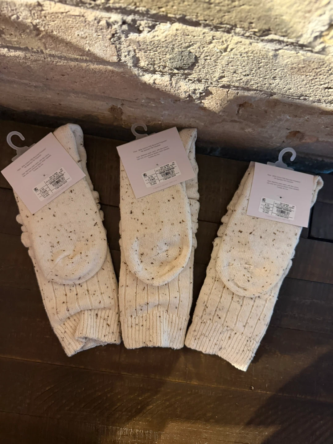 3 Pairs! Auden Slouch Crew Boot Socks - Cream Speckled - photo 2