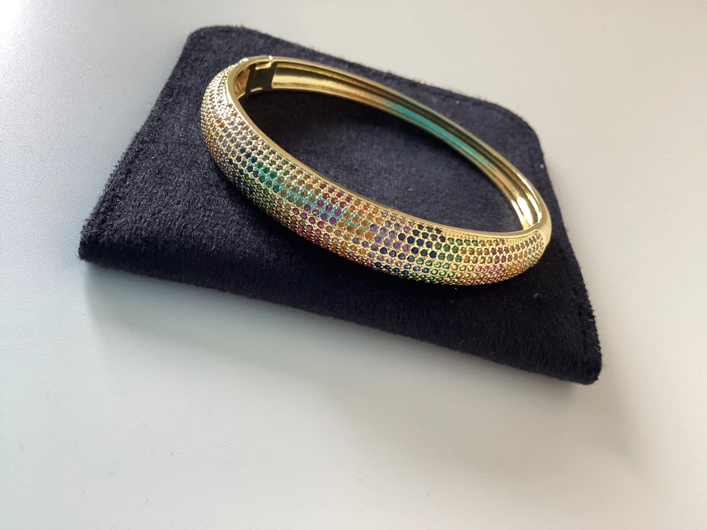Gold-tone Bangle with colourful Crystals