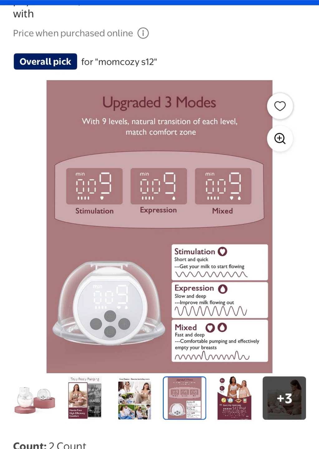 Momcozy S12 Pro Wearable Breast Pump, 24mm Flange, 2 Pack