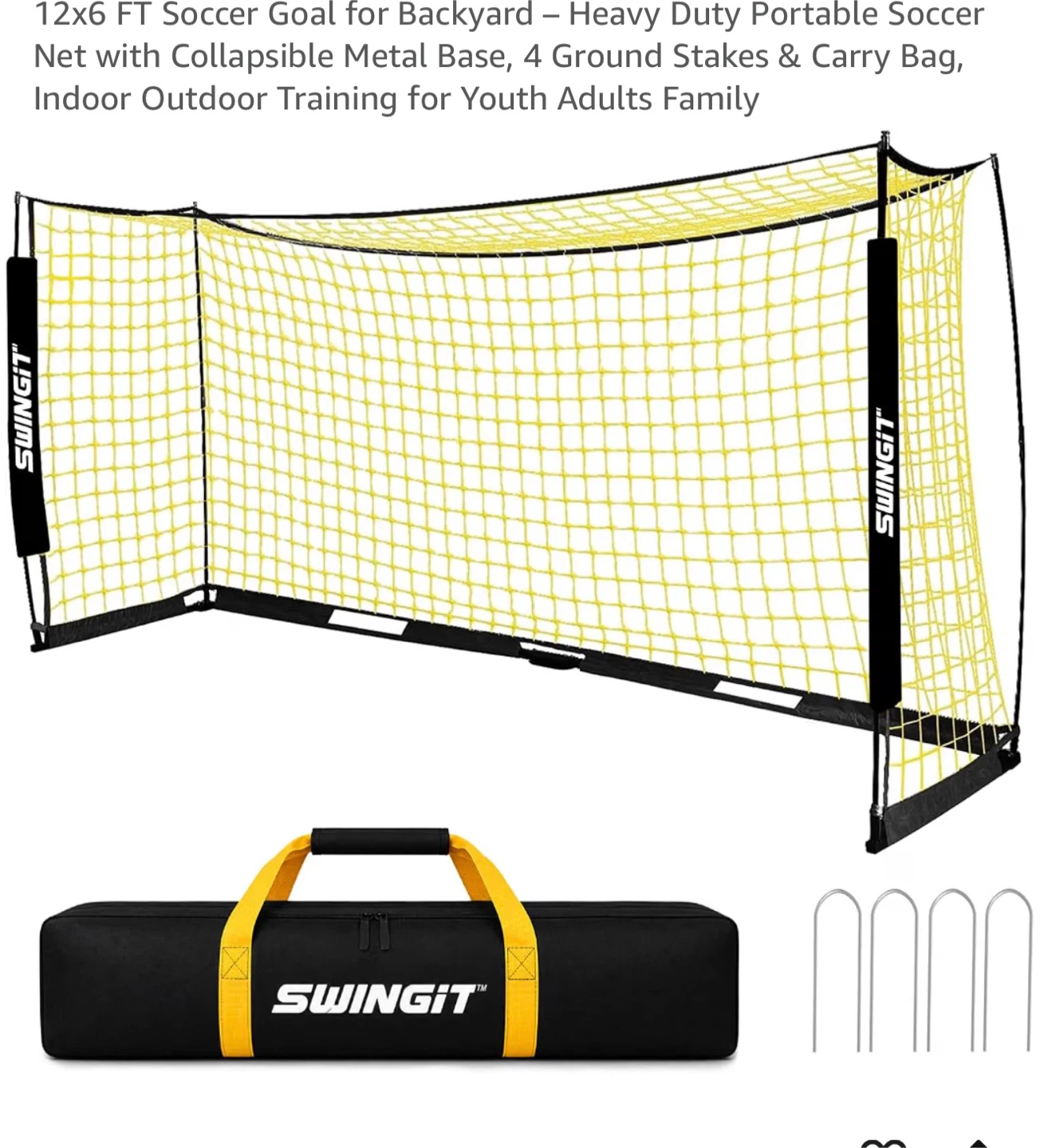SWINGIT 12x6 FT Portable Soccer Goal