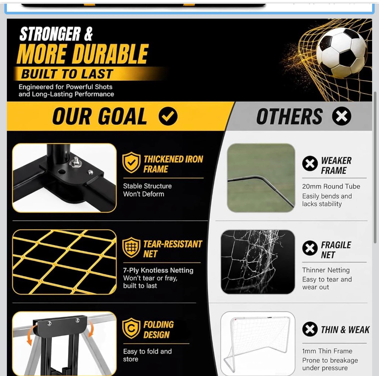 SWINGIT 12x6 FT Portable Soccer Goal - photo 3