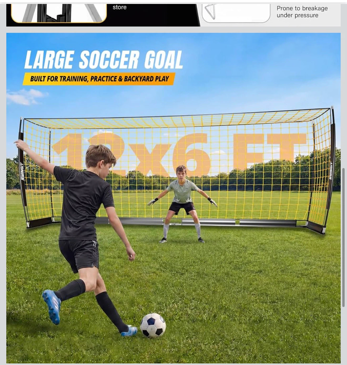 SWINGIT 12x6 FT Portable Soccer Goal - photo 4