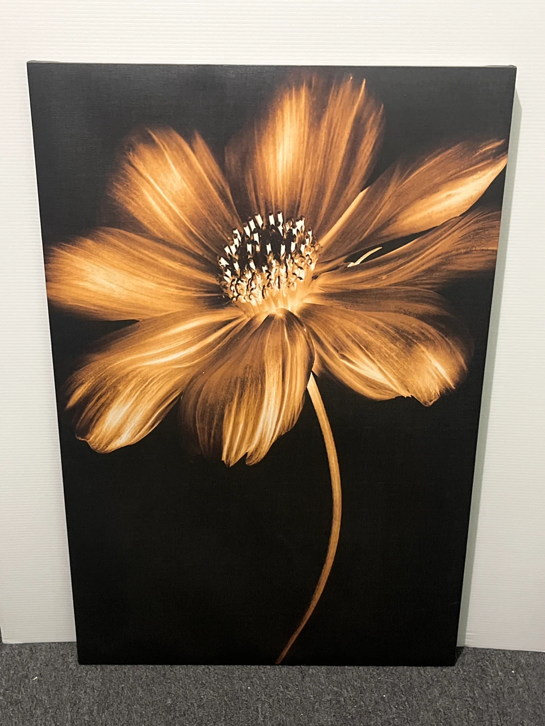 Large Bouclair 36x24 Canvas Wall Art - Gold & Black Floral