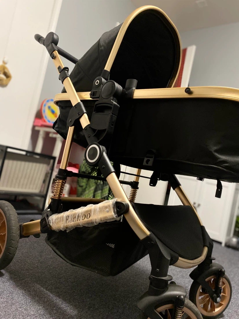 Black Baby Stroller with Gold Accents - photo 2