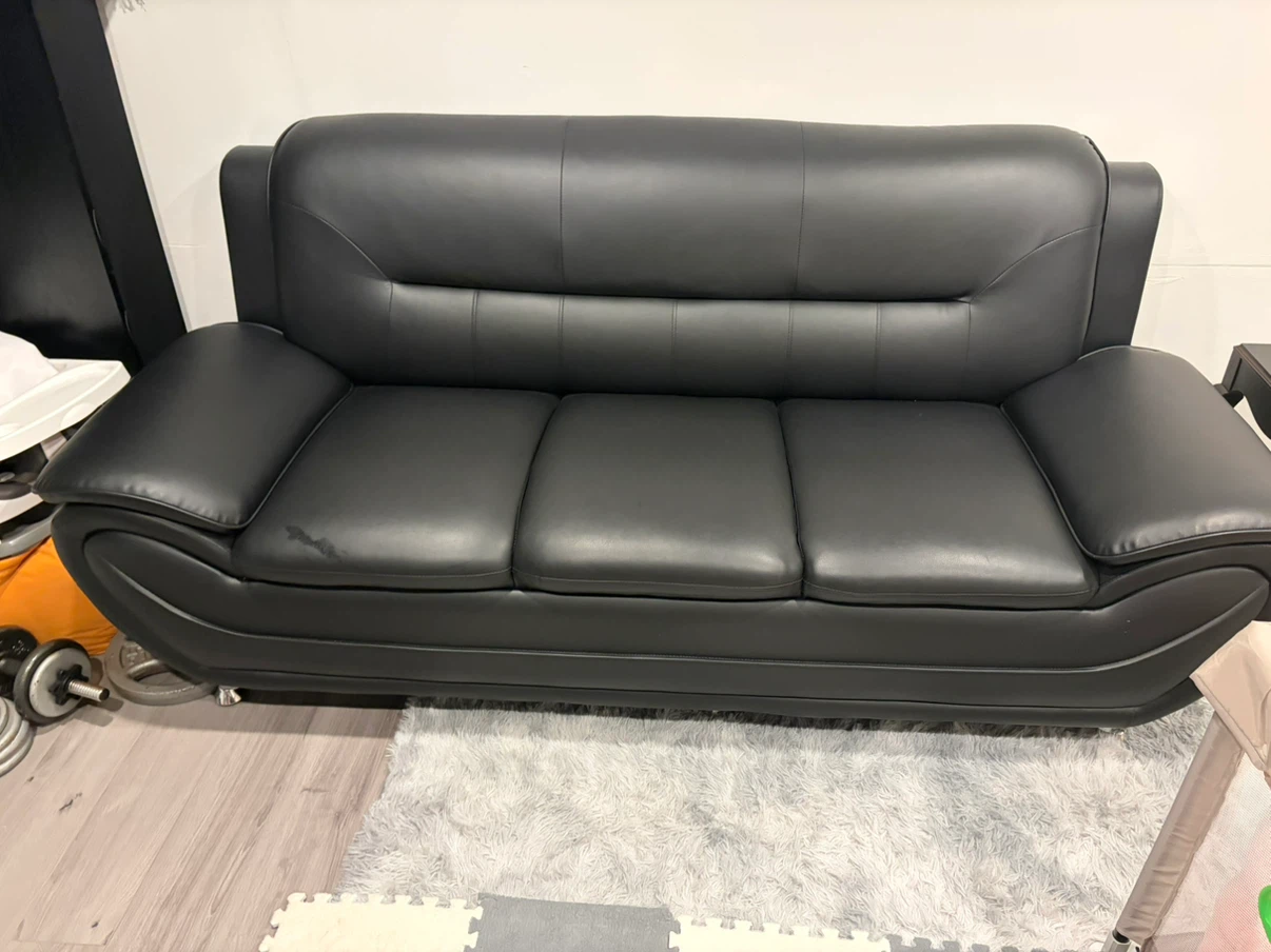 3-piece Black Sofa Set - photo 2