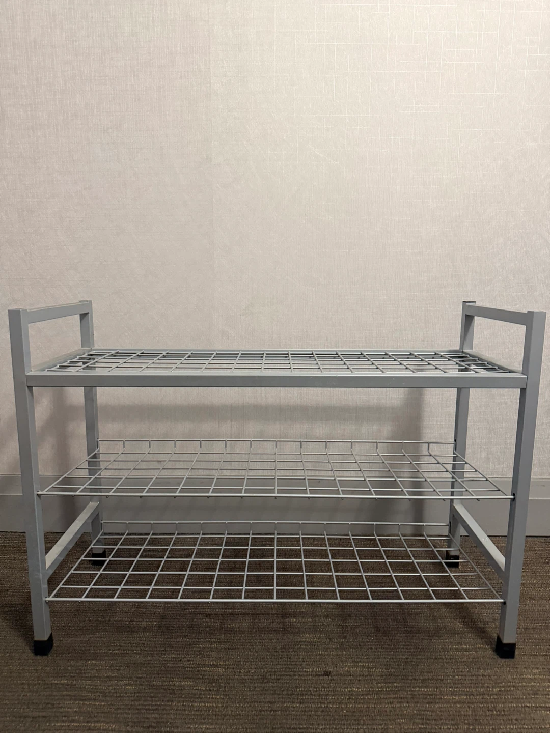 Grey 3-Tier Wire Shoe Rack