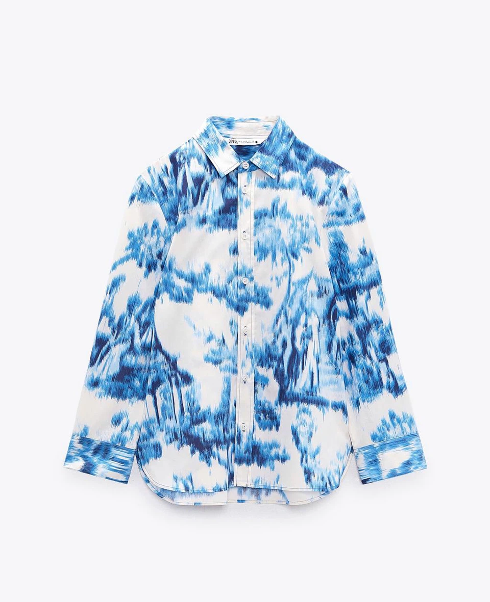 Zara New Tie-Dye Button-Up Shirt