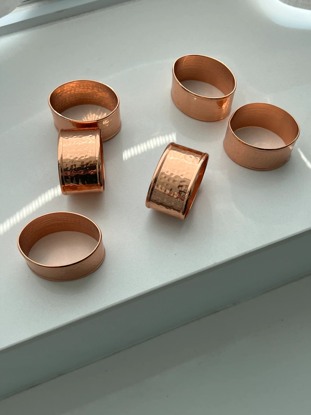 Set of 6 Copper Hammered Napkin Rings