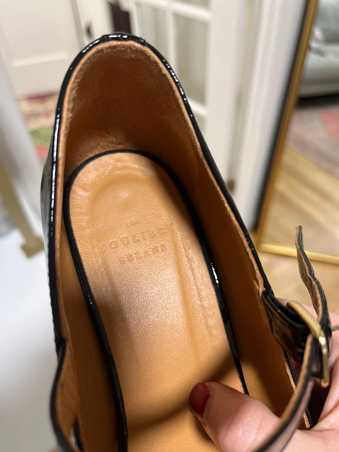 Sezane Mary Jane Heels Black Patent Leather Size 40 - photo 3