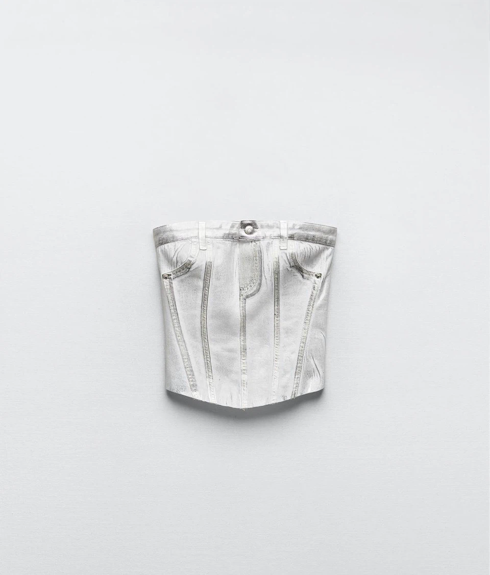 New White Denim Corset Top