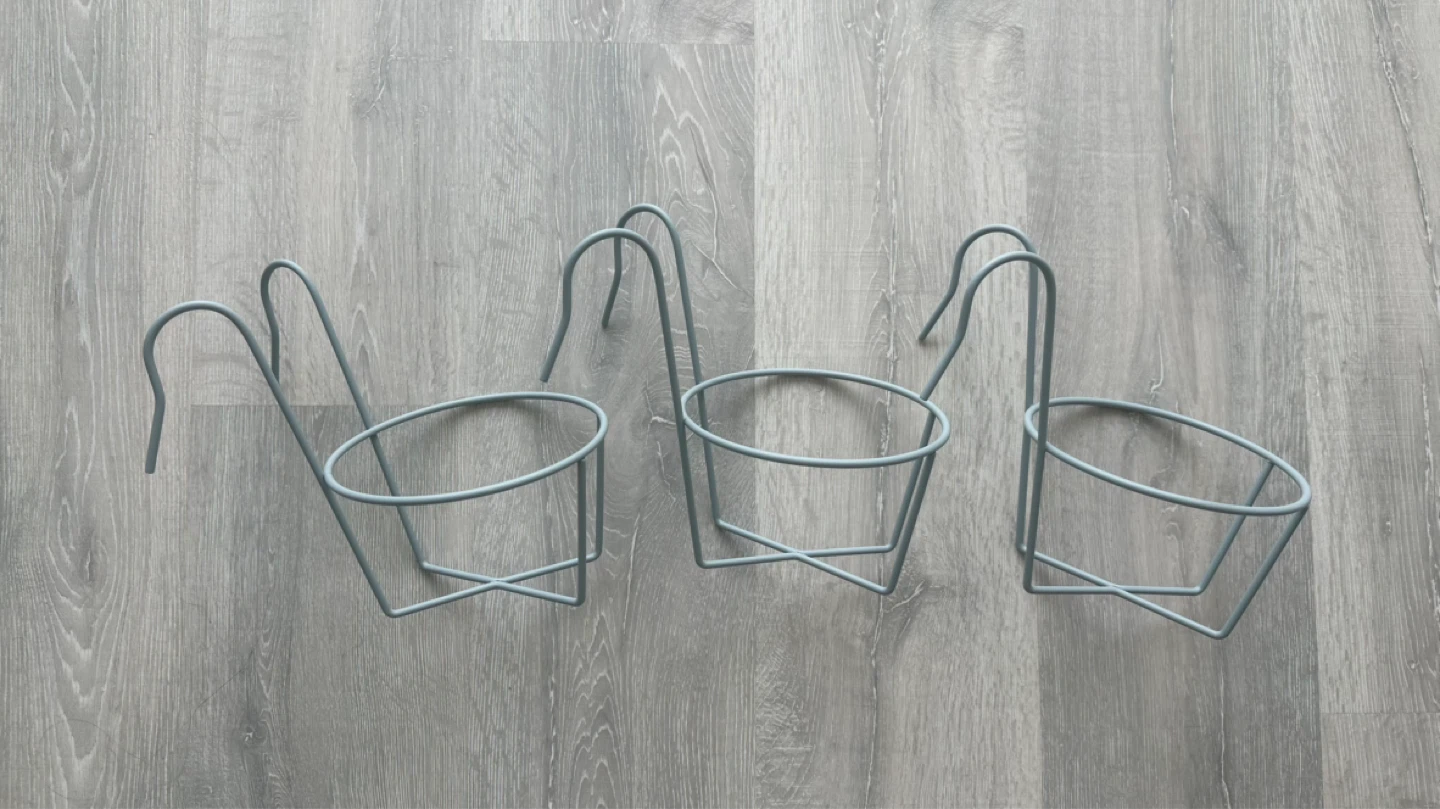 3 light blue Metal Hanging Planters