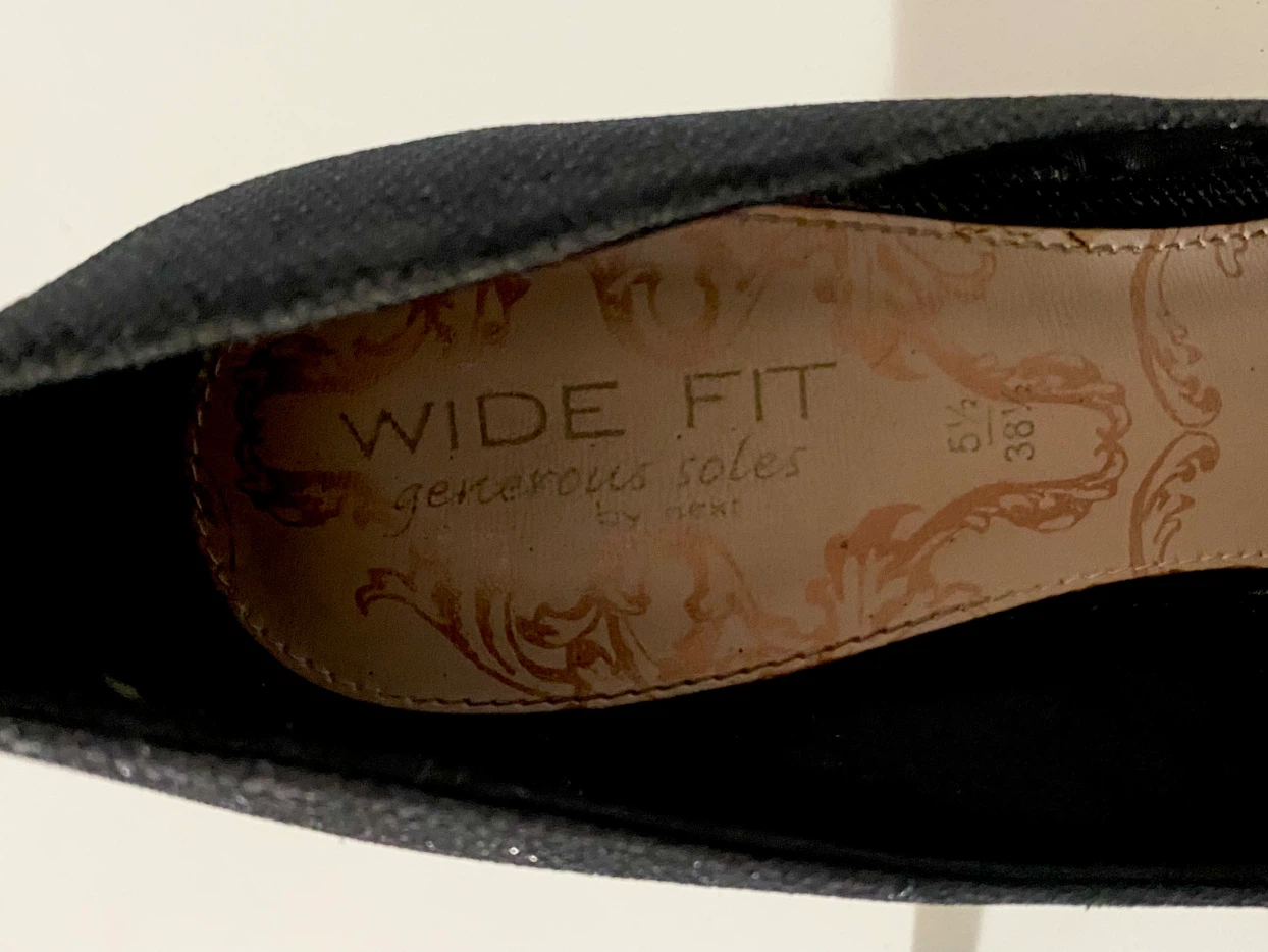 Black Glitter Peep-Toe Heels - Size 5.5 Wide Fit - photo 4