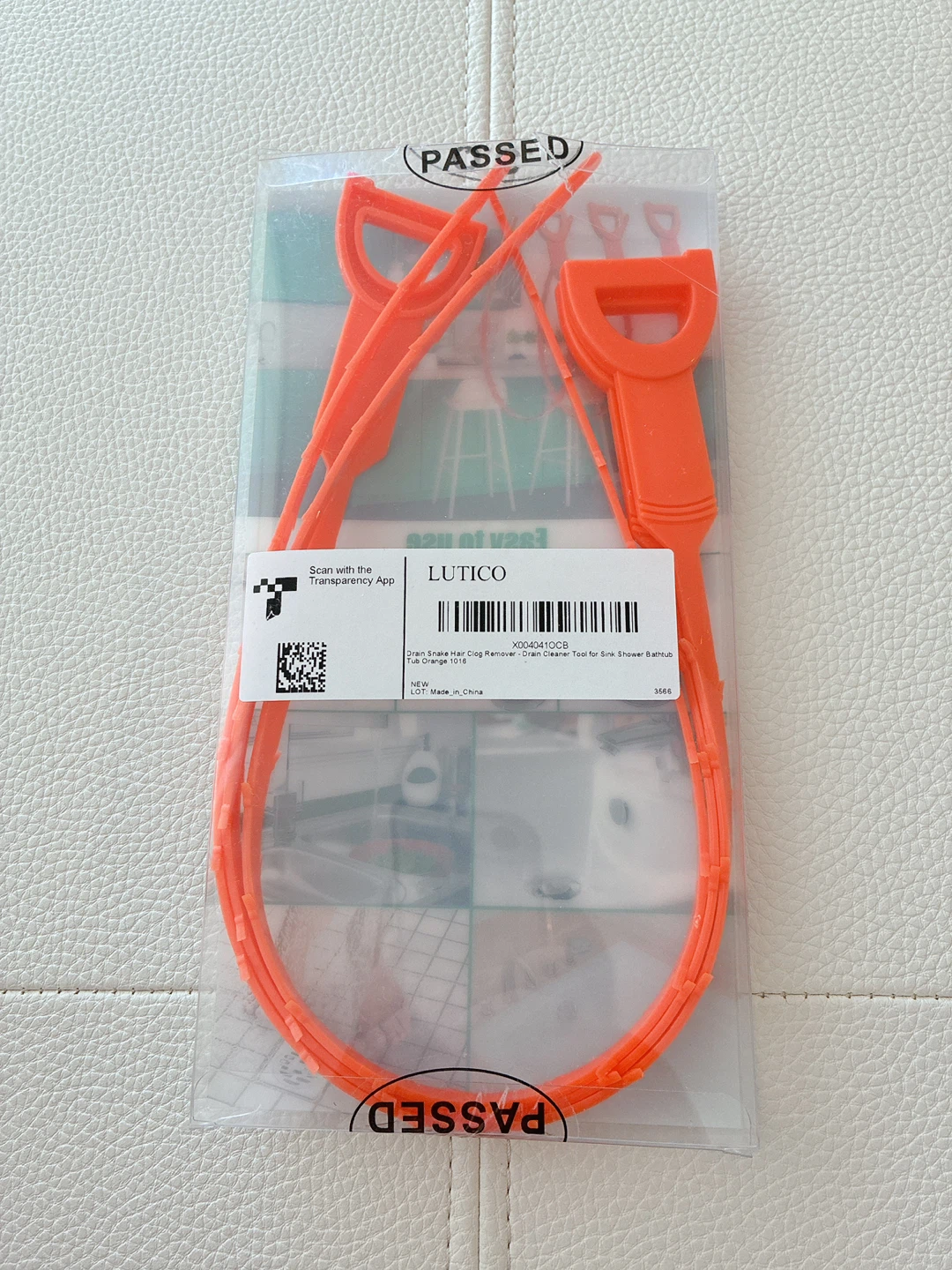 LUTICO 3 Pack 20 Inch Orange Plastic Drain Clog Removers