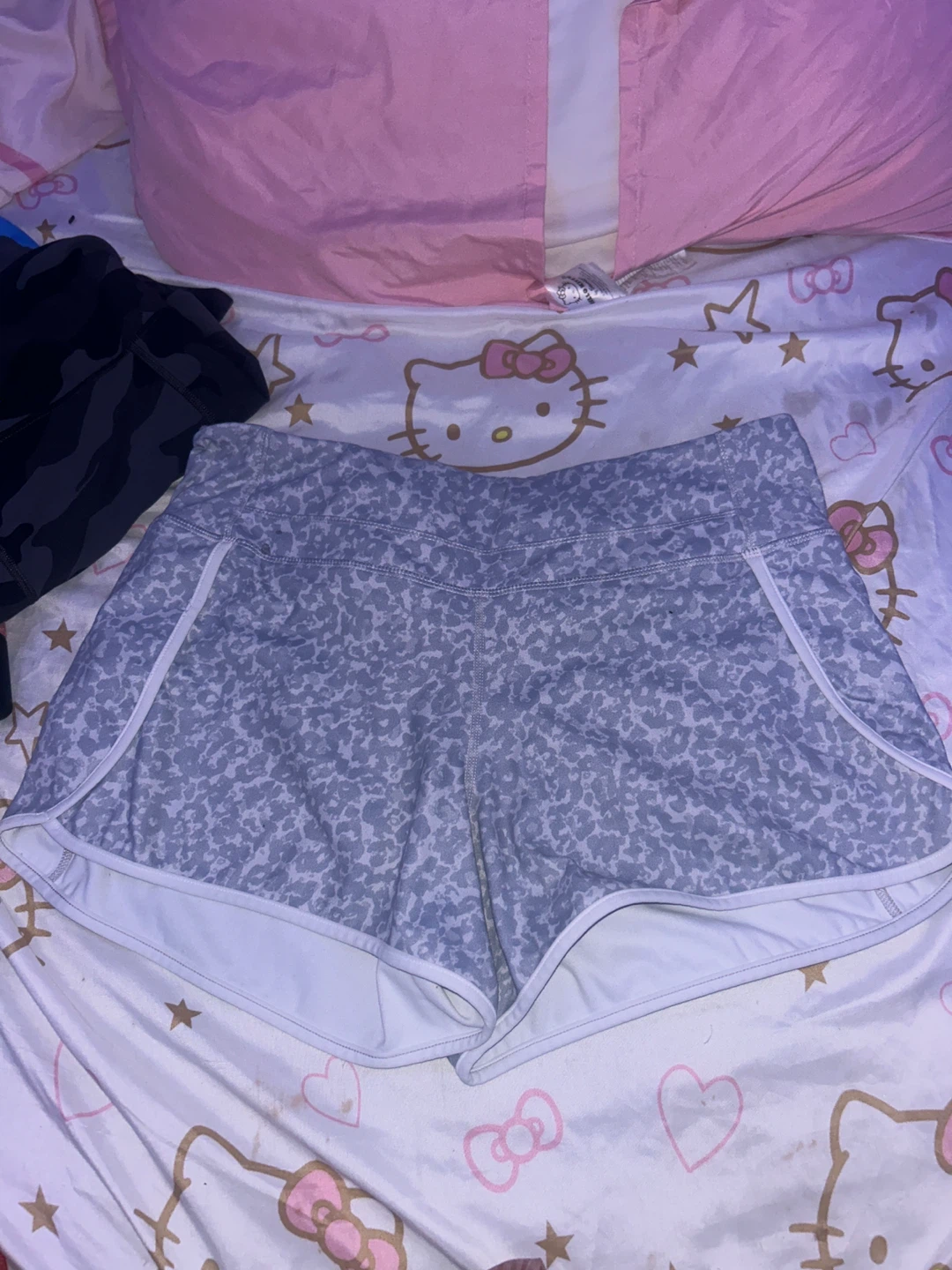 Lululemon grey leopard print running shorts
