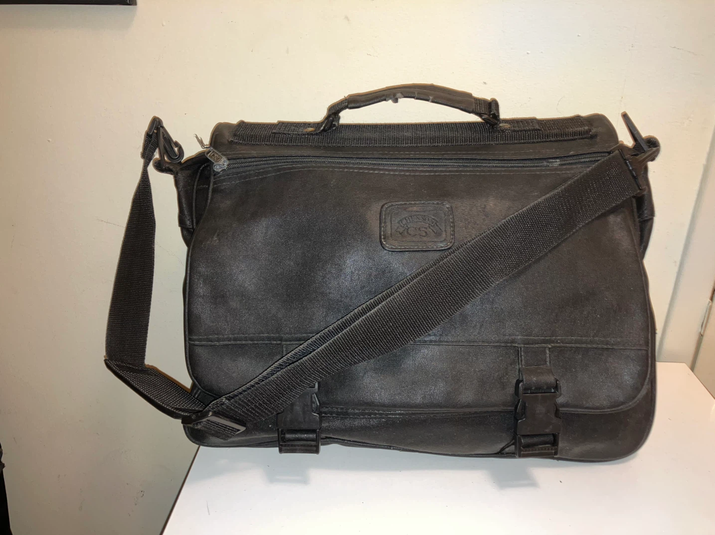 Black Leather Messenger Bag