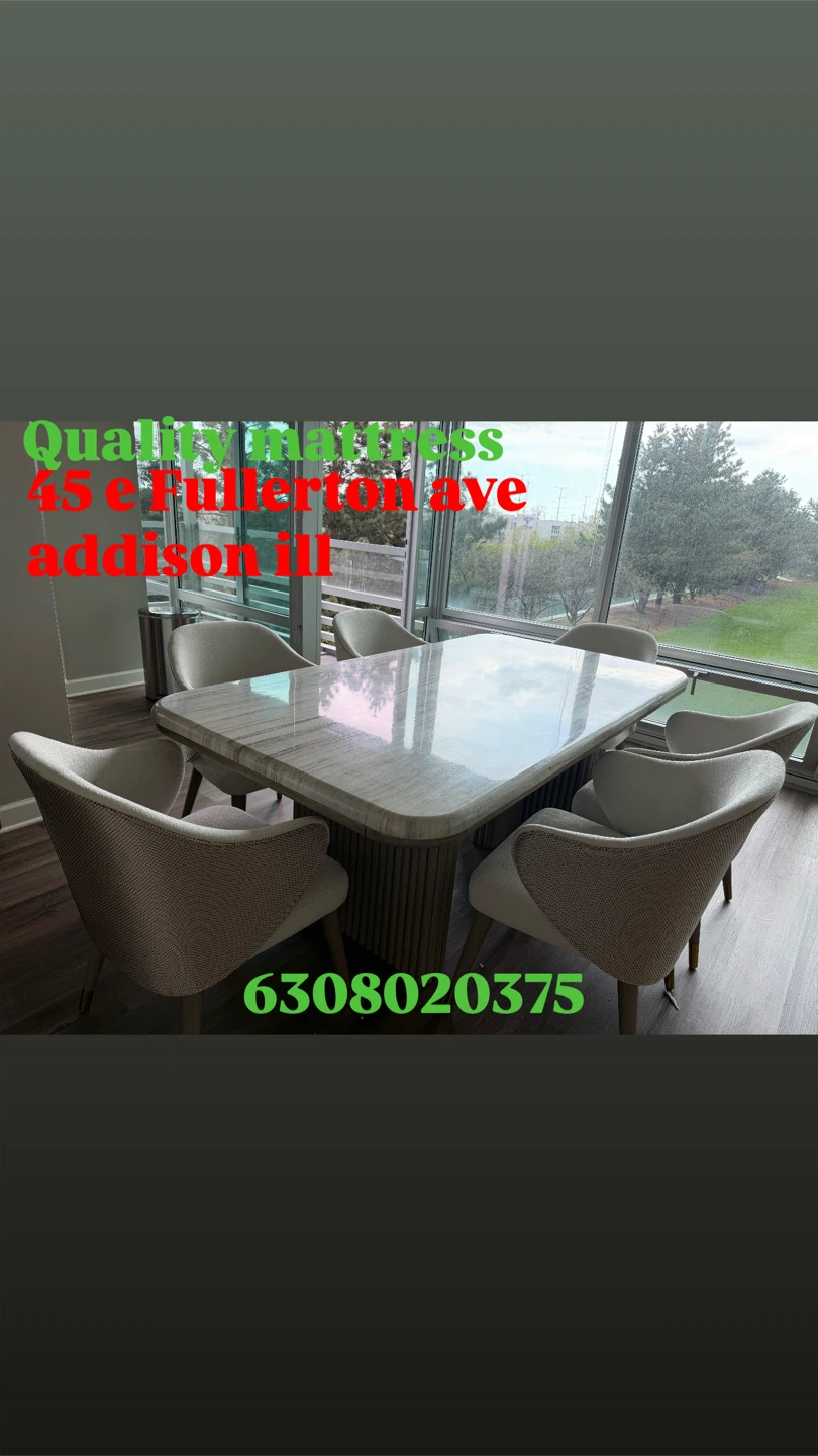 Marble Dining Table with 6 Chairs