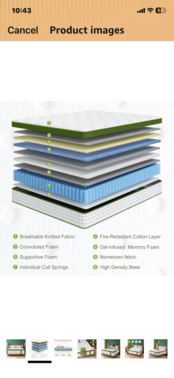 Firm King Size Mattress, 14 Inch Cooling Gel Hybrid Mattresses - photo 2