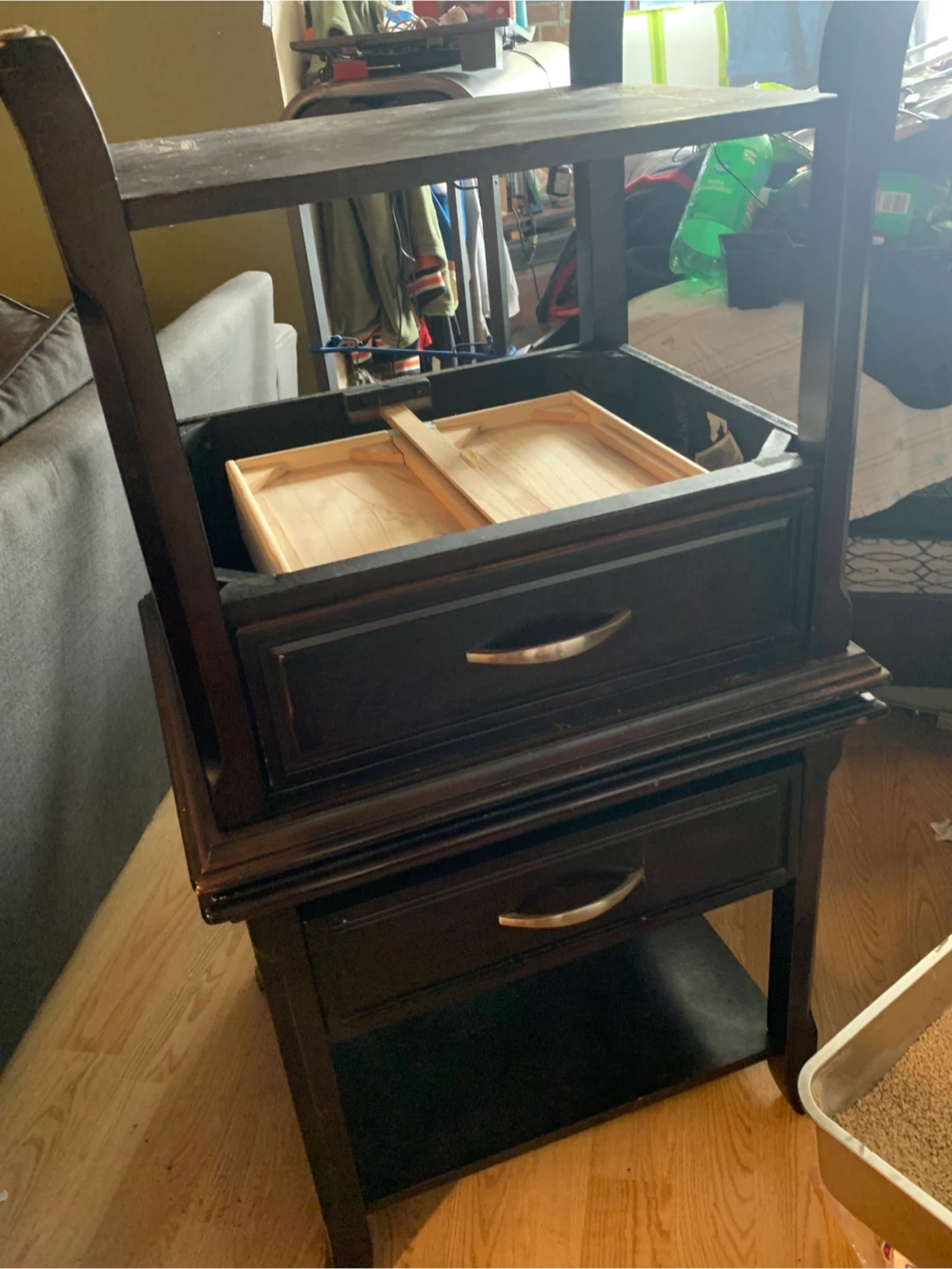 Dark Brown End Table with Drawer