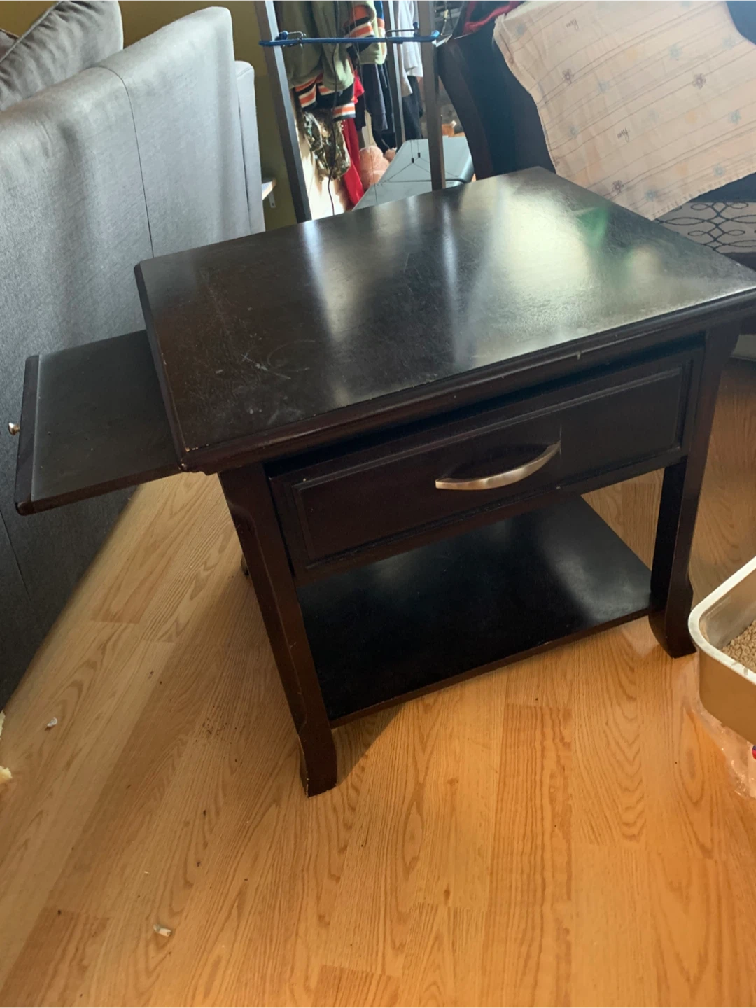 Dark Brown End Table with Drawer - photo 2