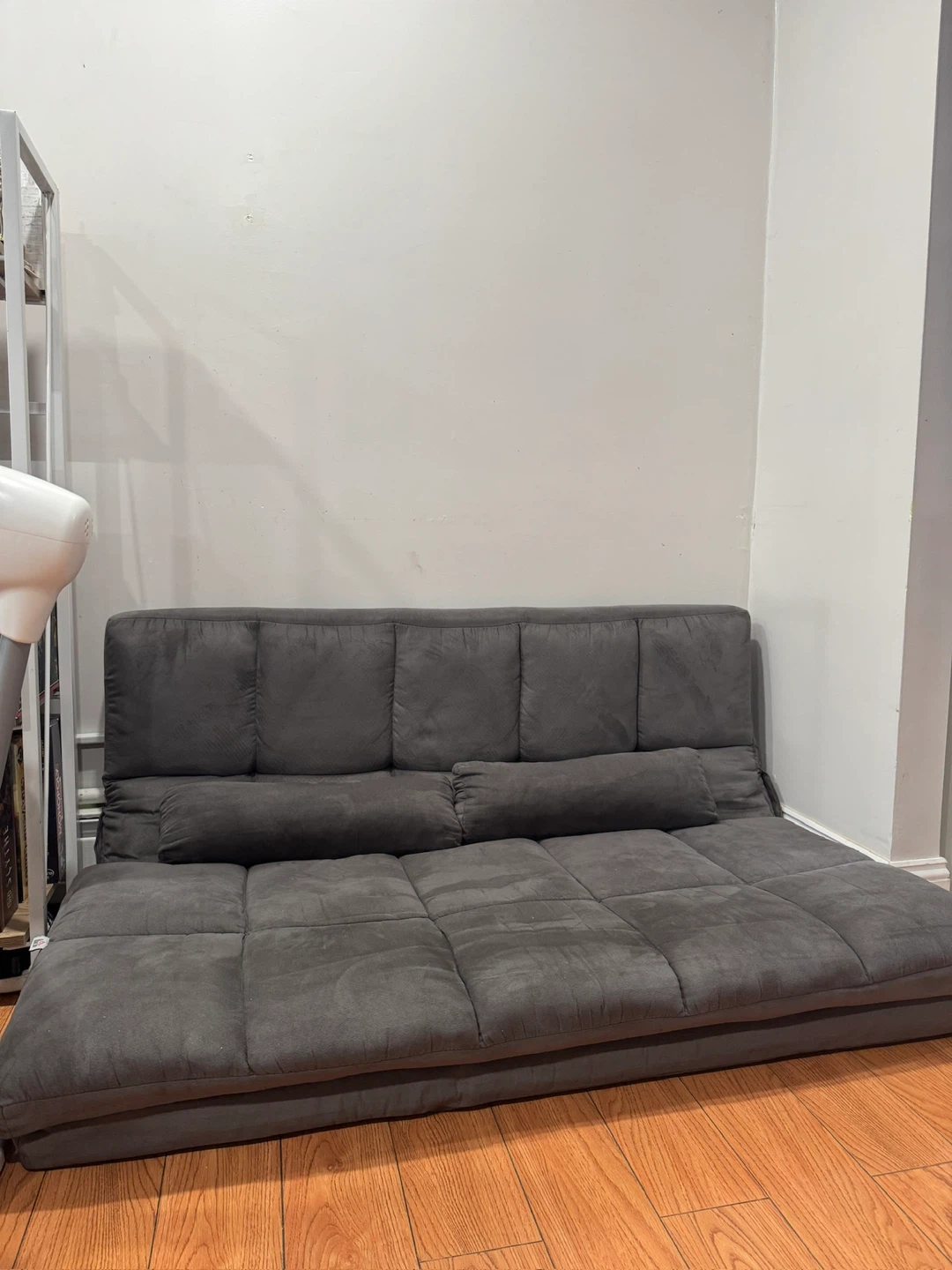 Grey Convertible Sofa Bed with 2 Pillows - photo 2