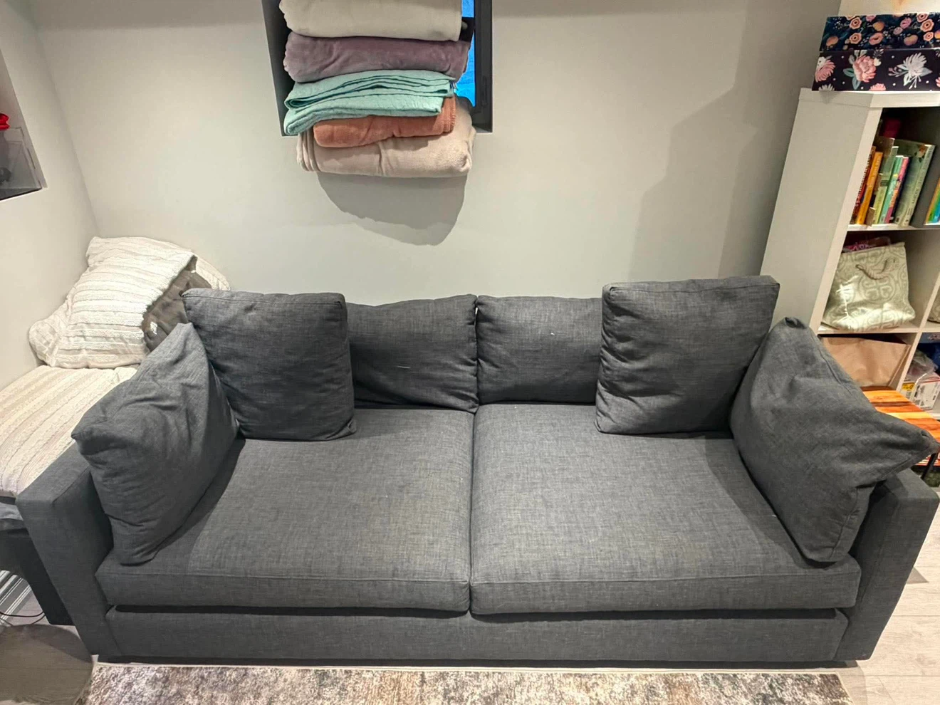 Dark Grey Sofa with Accent Pillows - photo 2