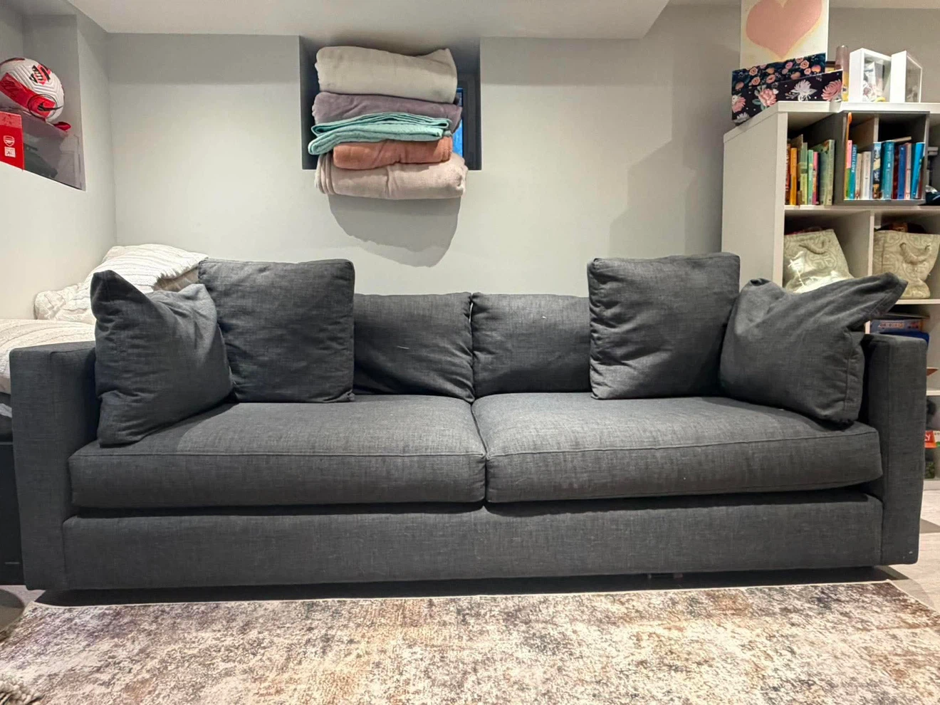 Dark Grey Sofa with Accent Pillows - photo 3